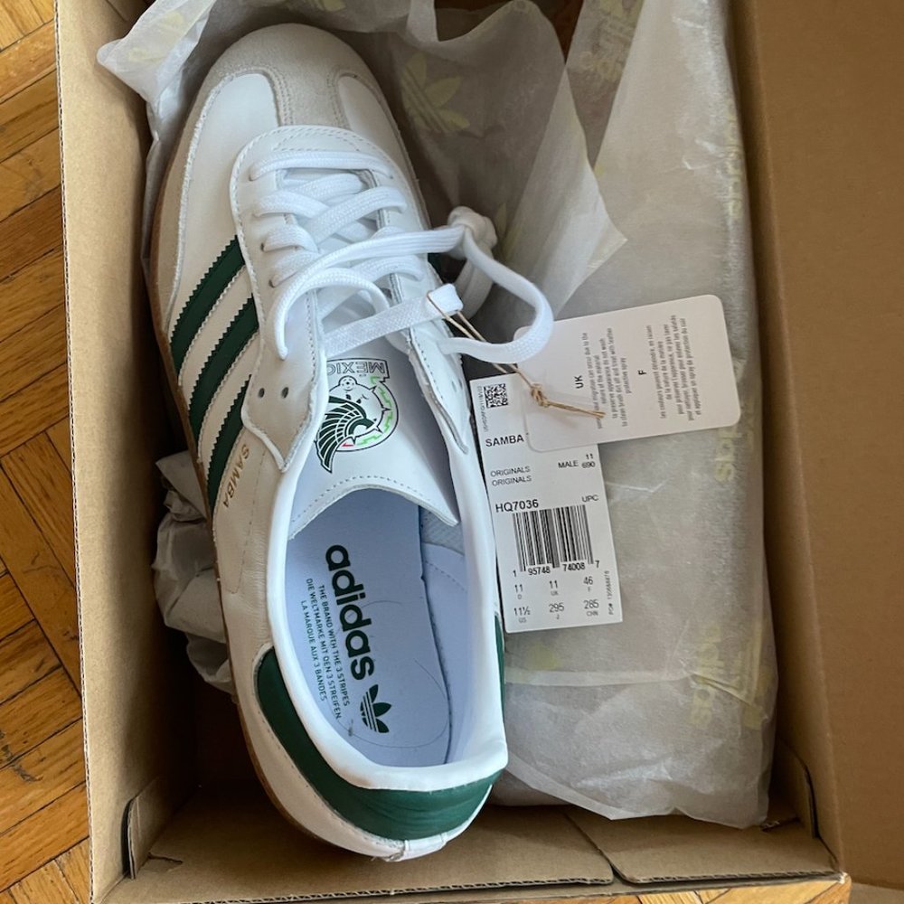 Men's Adidas SAMBA Mexico - US 11.5 / Cloud White / Collegiate Green / Gum